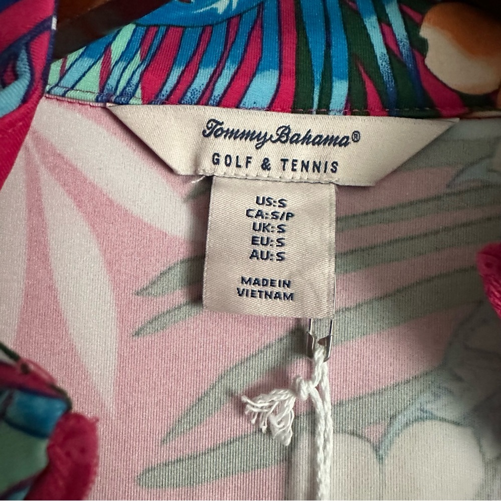 New! 🌺 Tommy Bahama Full Zip Active Gold & Tennis Floral Jacket Size Small - Picture 9 of 11